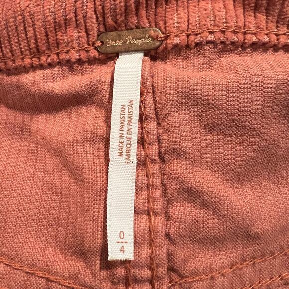 NWT Free People Ray Corduroy Mini Skirt Women's Size 0 Coral Button-Front Cotton - Picture 7 of 10